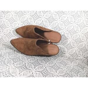 Universal Thread Womens Brown Faux Suede Block Heel Mules Sz 6 Cowboy Boot Style